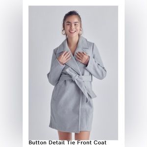 Love Tree Belted Gray Coat Size Medium BNWT